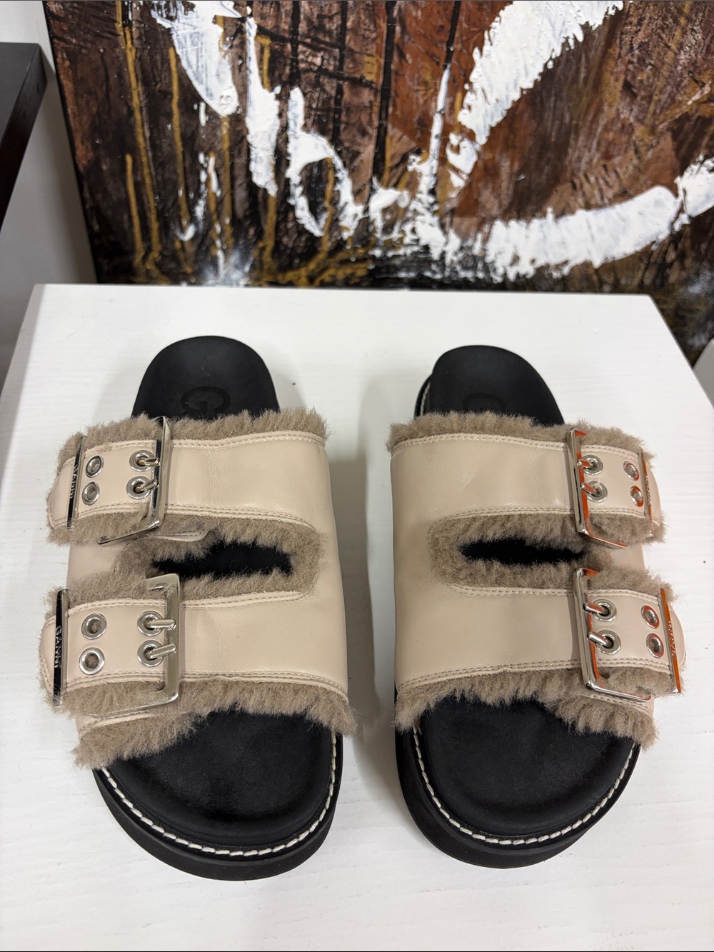 Ganni Faux Fur Birkenstock